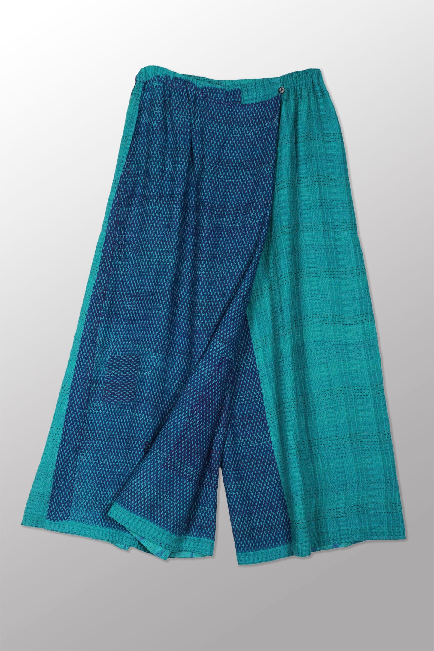 COTTON OVERDYE KANTHA WRAP WIDE PANTS - ov2649-ctuq001m -