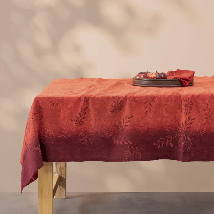 Ombre Patch Vintage Cotton Kantha Table Covers - Orange