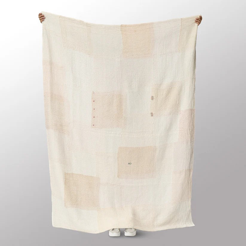 Ash Rose Fray Patch Kantha Throw