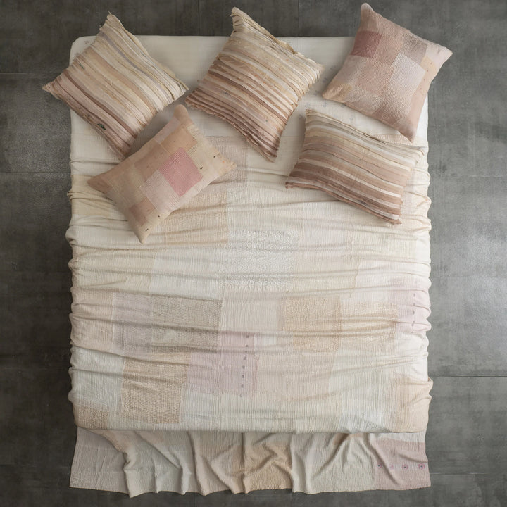 Ash Rose Fray Patch Kantha Quilts