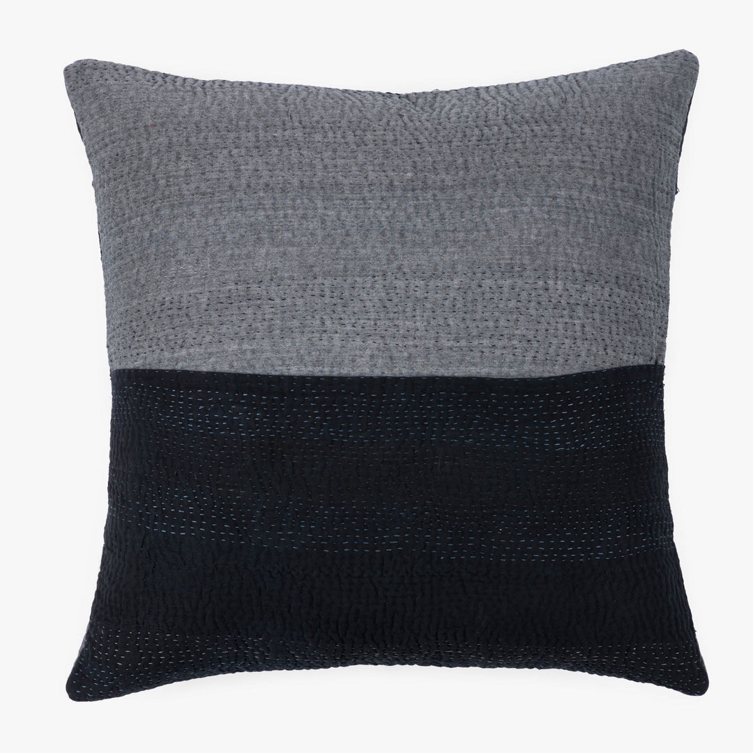 Landscape Handmade vintage Kantha Pillow - Black