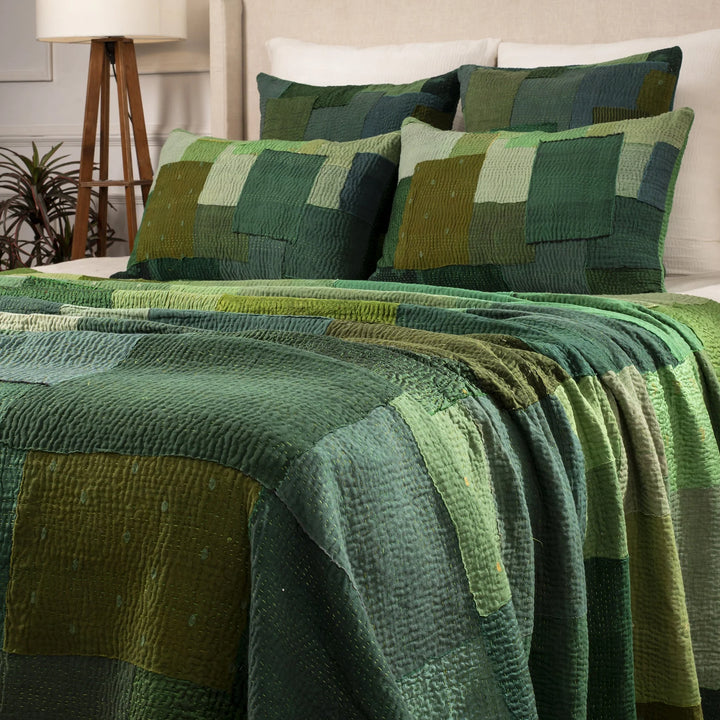 Landscape Handmade vintage Kantha Quilts - Green