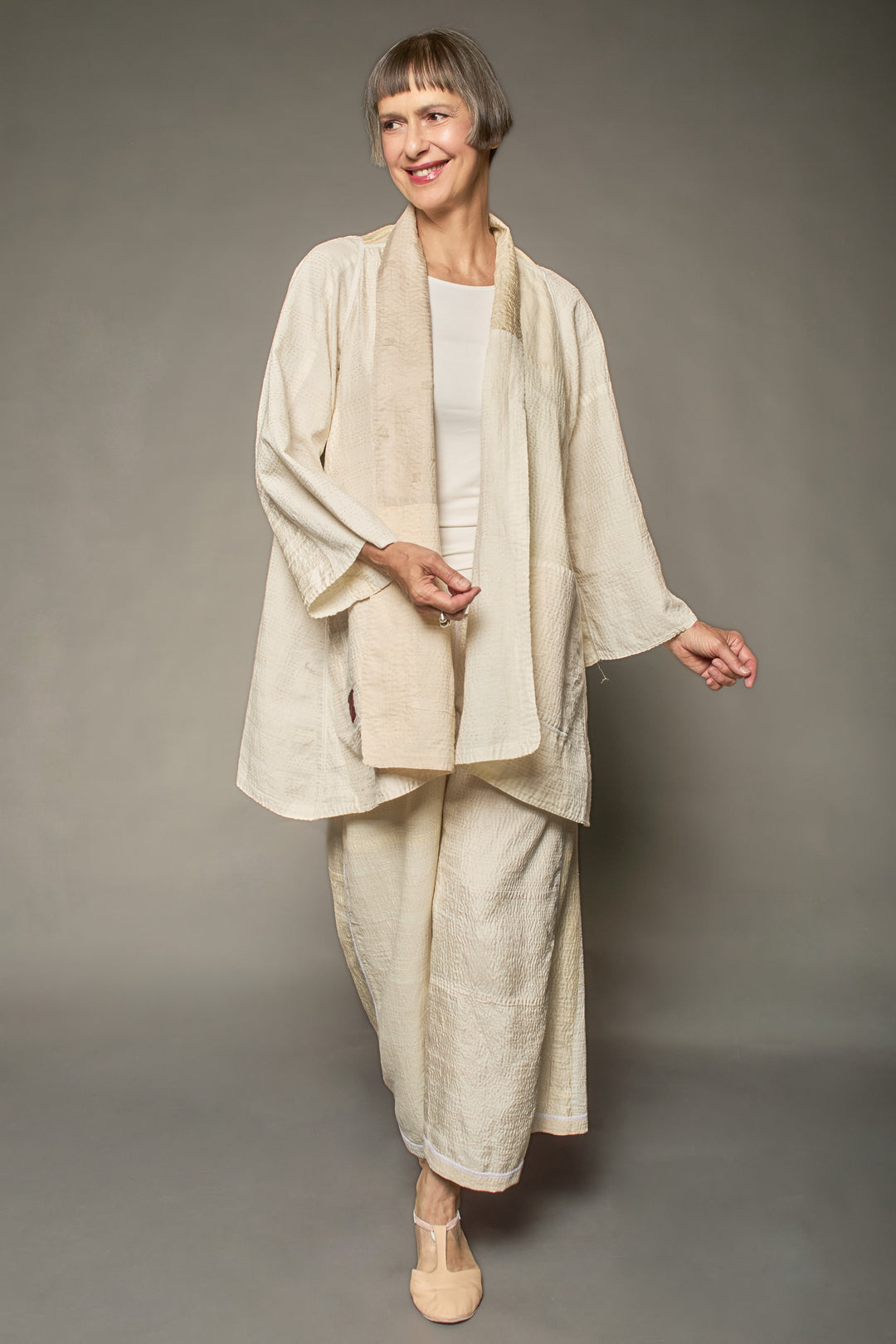 JAIPUR WHITE KANTHA A-LINE JKT - jw2003-ivy -