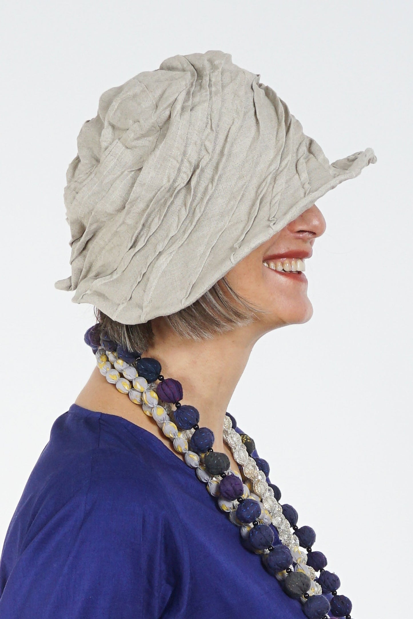 LINEN TWIST TUCKED BRIM HAT - ln1886-ntl -