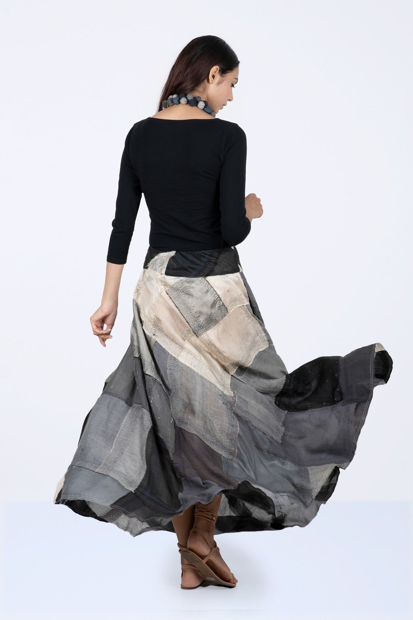 MOSAIC OMBRE KANTHA FLARE SKIRT - mo1633-gry -