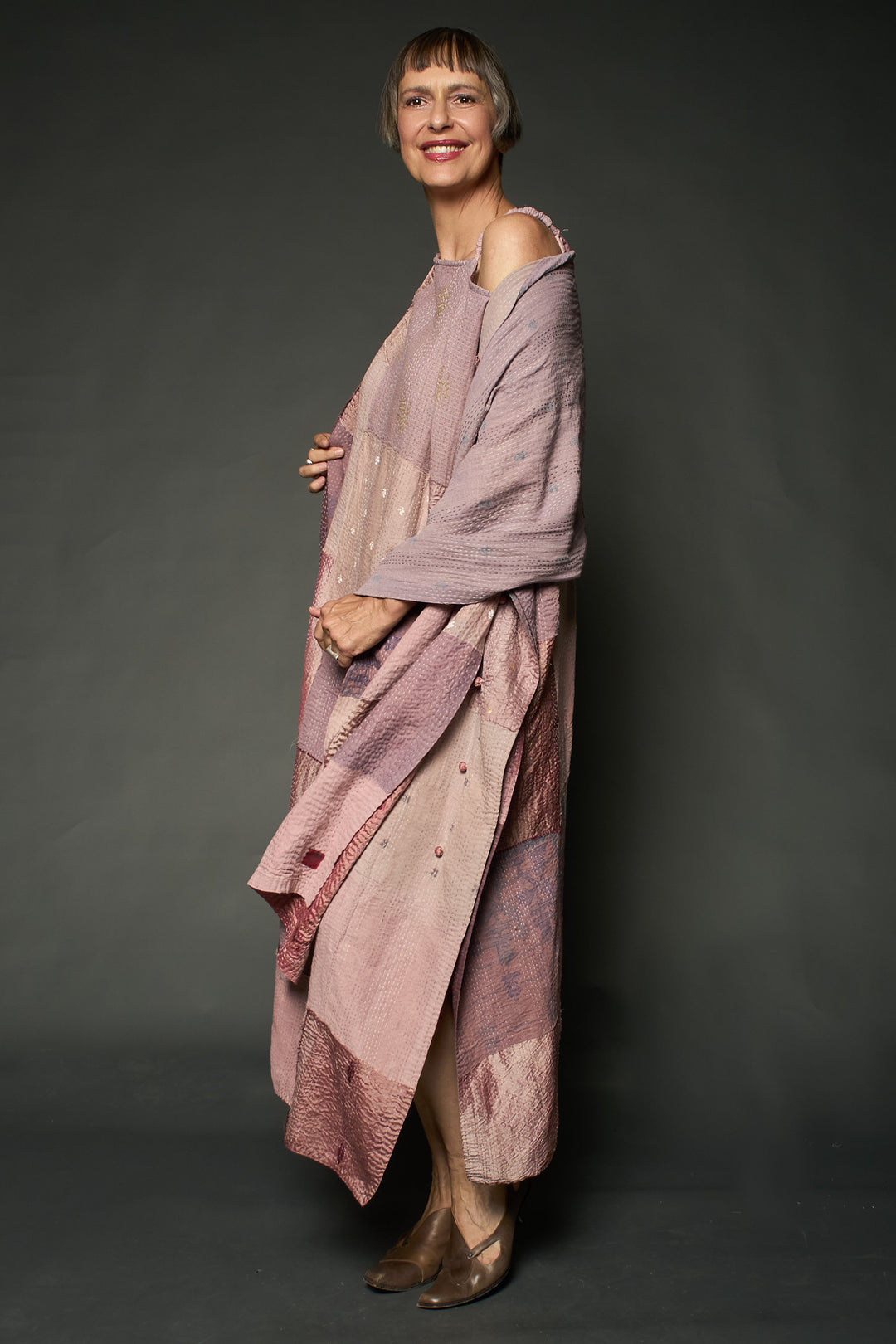 HALF SILK PATCH KANTHA SCARF STANDARD - hs2801-mov -