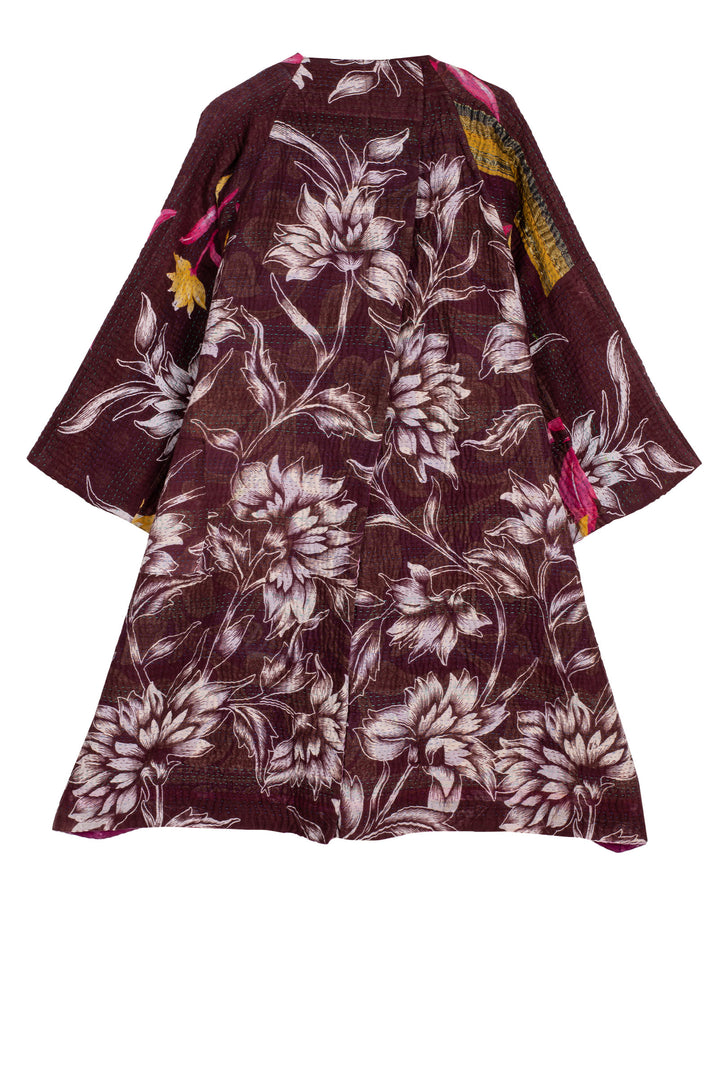 VINTAGE COTTON KANTHA KIMONO DUSTER - cv4317-0030a -