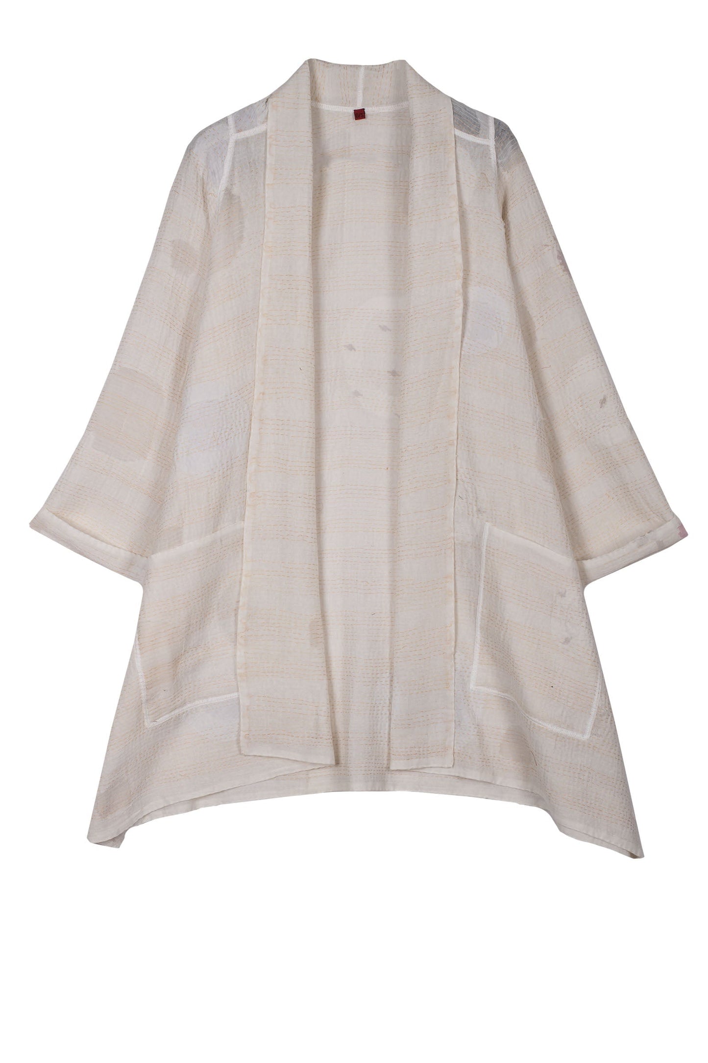 CUT THROUGH DOT AND HOLES KANTHA A-LINE JACKET - cd2003-ivy -