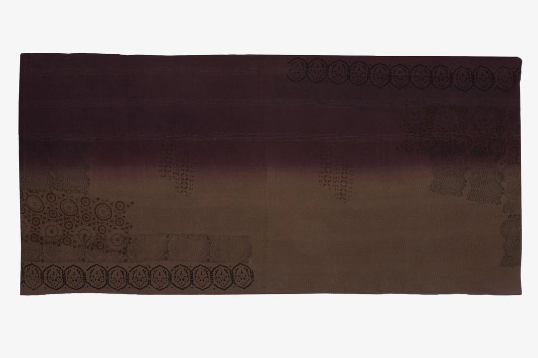 Vintage Fray Patch &amp; Ombre Kantha Day Bed Mattress Cover -Chocolate