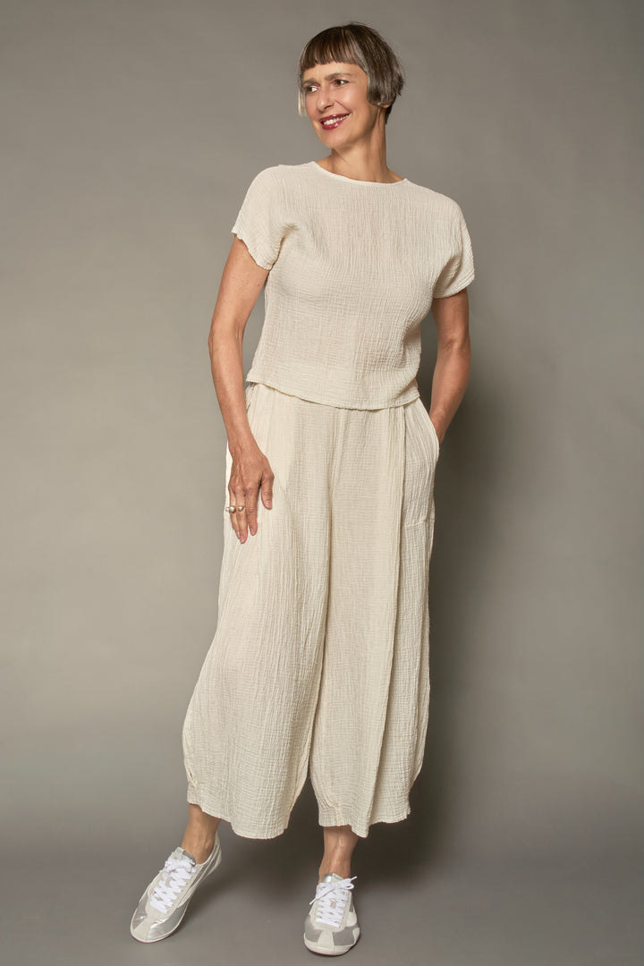 RIPPLE KANTHA ESSENTIAL CREW BLOUSE - rp2t110-wht -