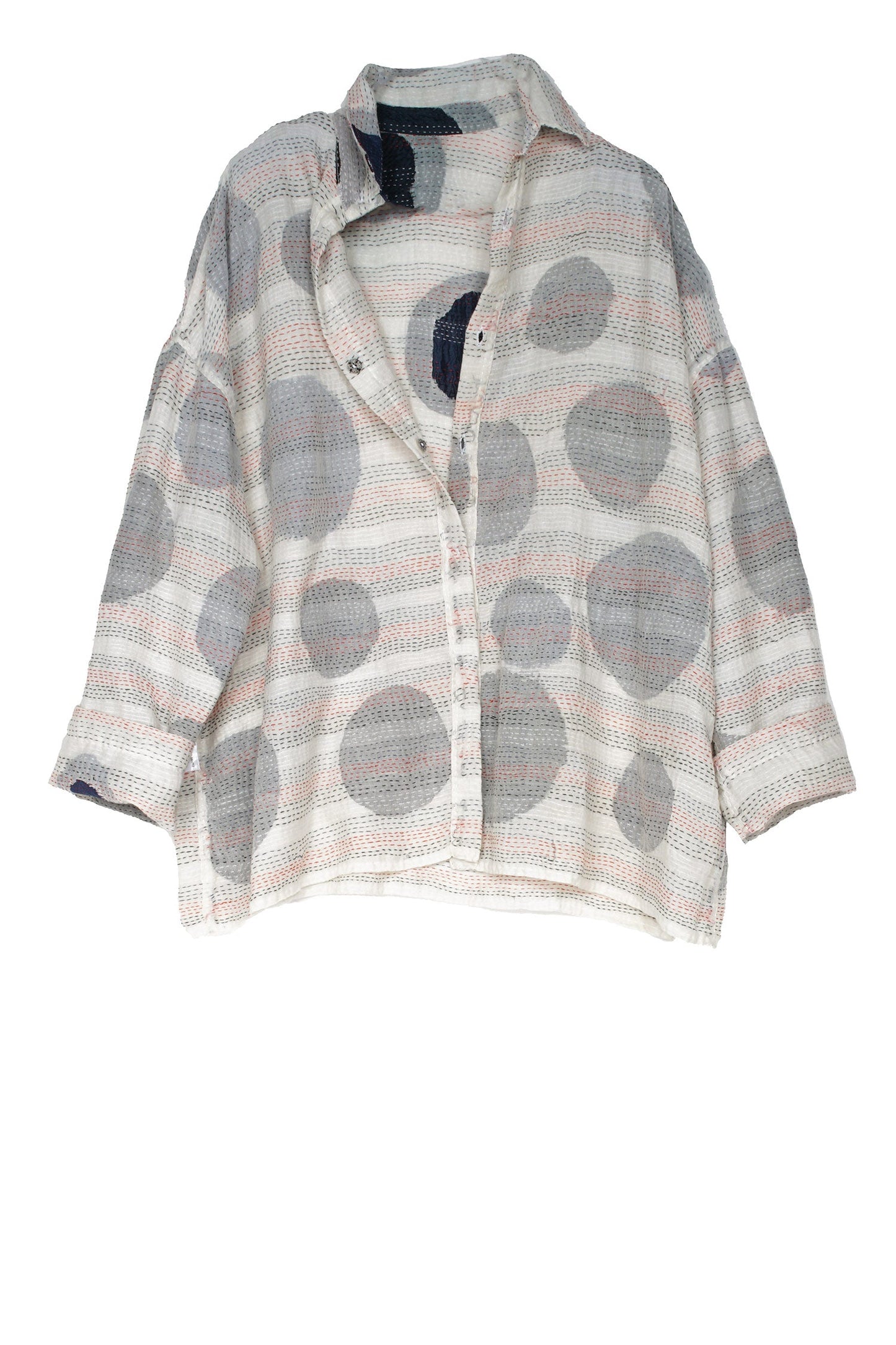 CUT OUT KANTHA CAMP SHIRT - ck2525-wht -