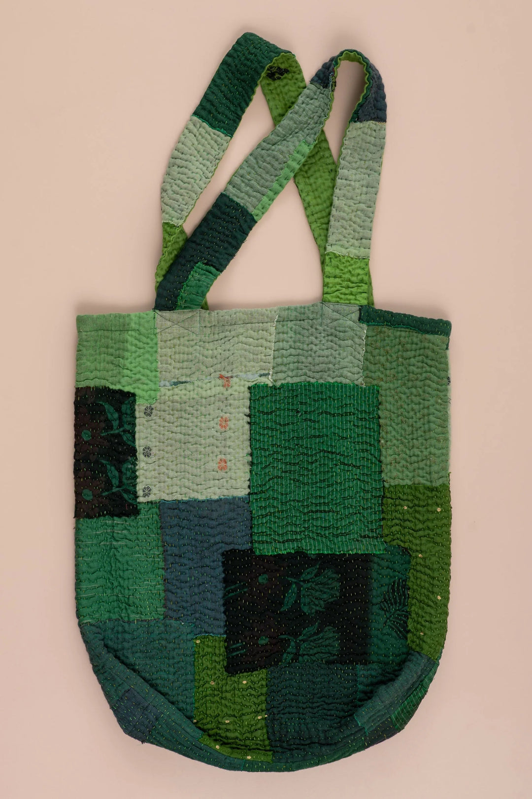 Landscape Handmade Vintage Kantha Tote Bag -Green