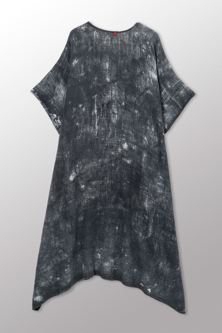 MUD DYE RIPPLE KANTHA KAFTAN DRESS - yp2468-gry -