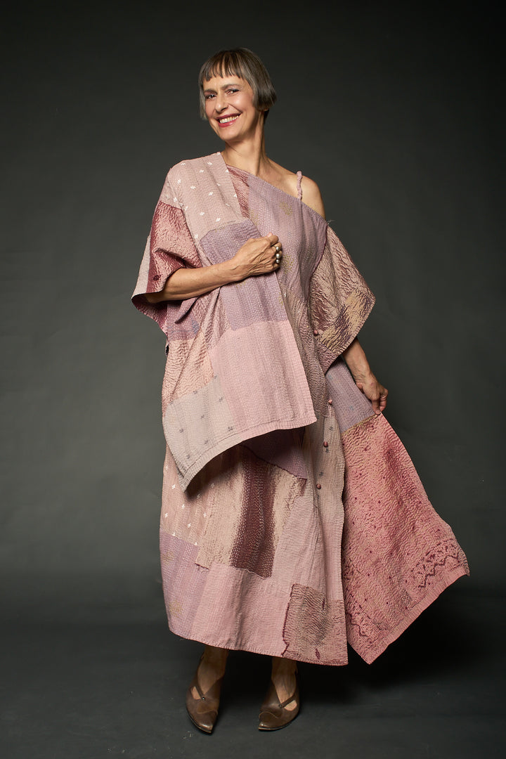 HALF SILK PATCH KANTHA SCARF STANDARD - hs2801-mov -