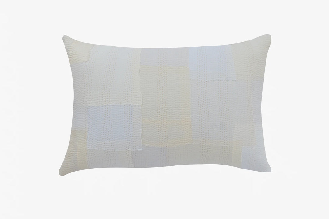Mosaic Fray Handmade Vintage Kantha Pillow  -Cauliflower