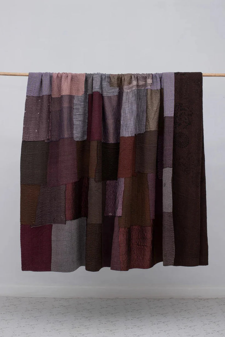 Ombre With Fray Patch Handmade Vintage Quilts - Chocolate
