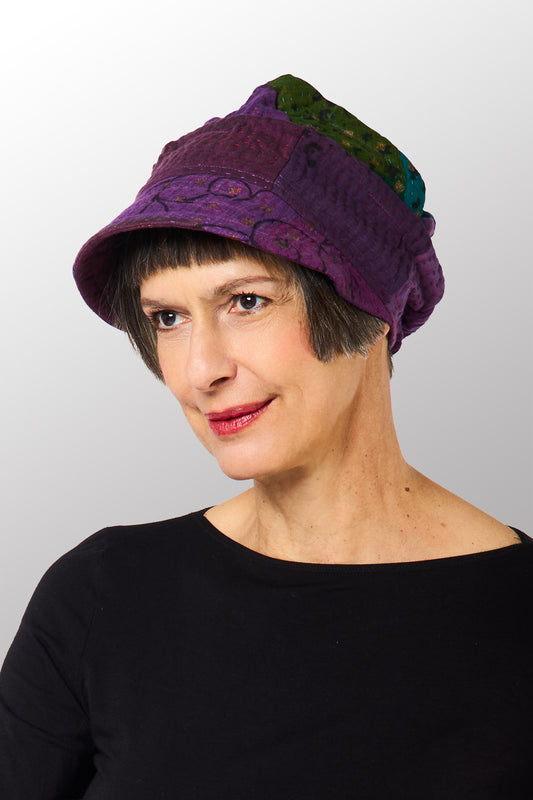 OMBRE PATCHED GOLD STAMP KANTHA HALF BRIM HAT - og4881-mlt -