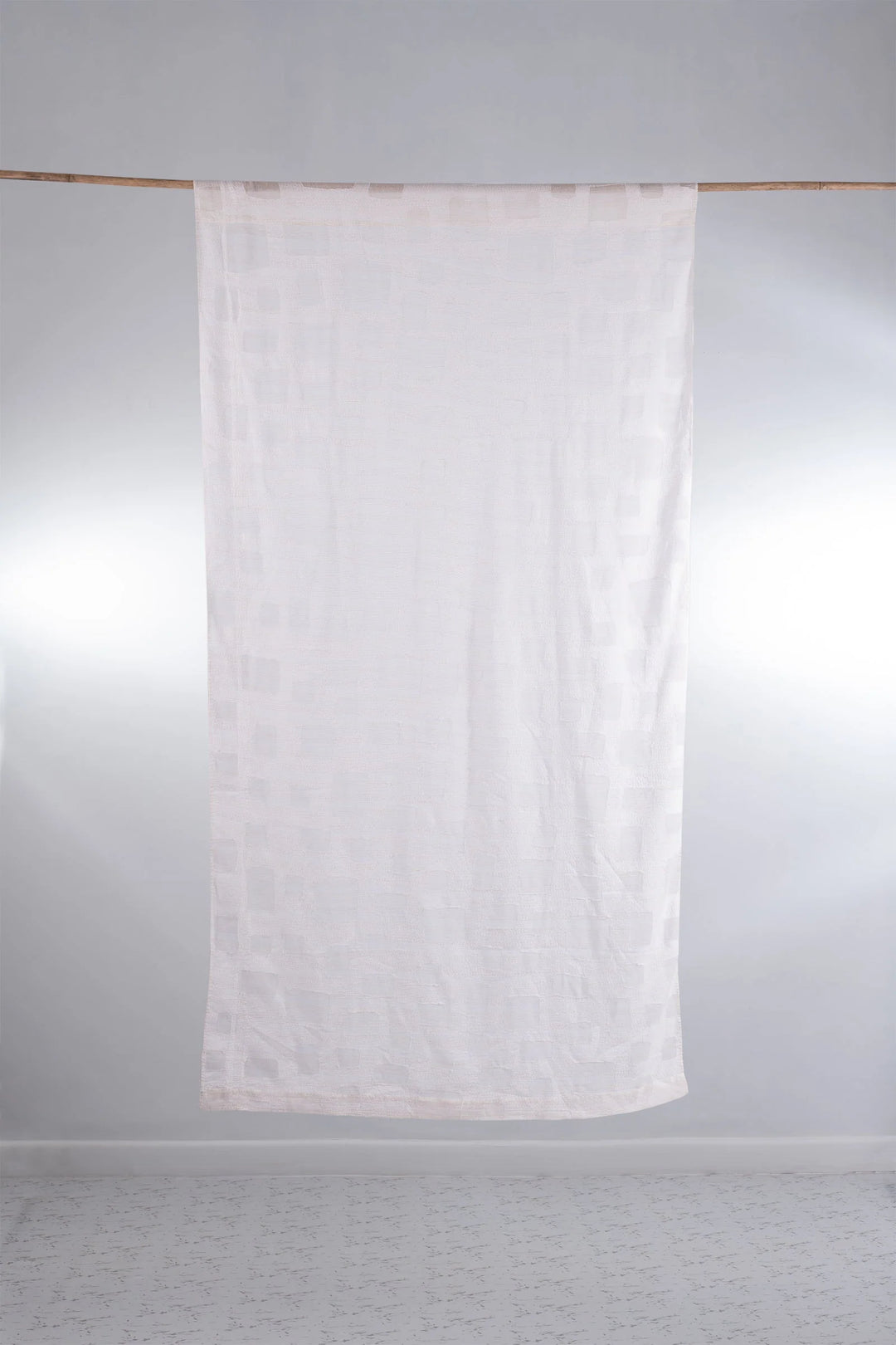 Cut Through Dot And Holes Kantha Curtain - White
