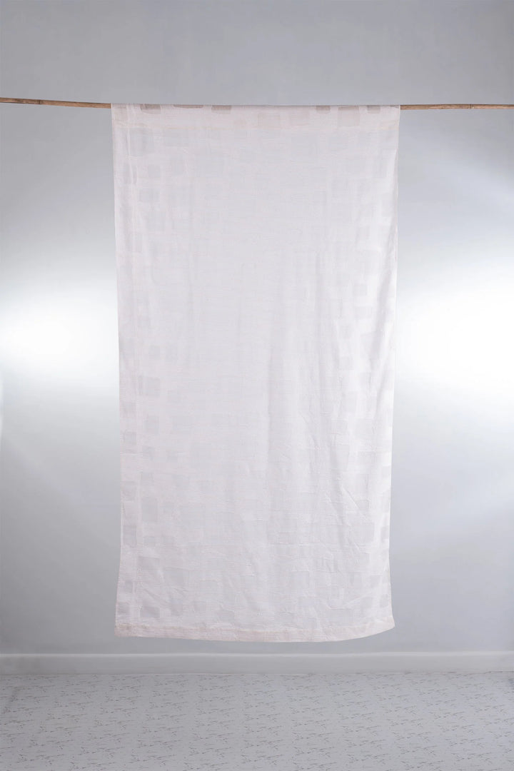 Cut Through Dot And Holes Kantha Curtain - White