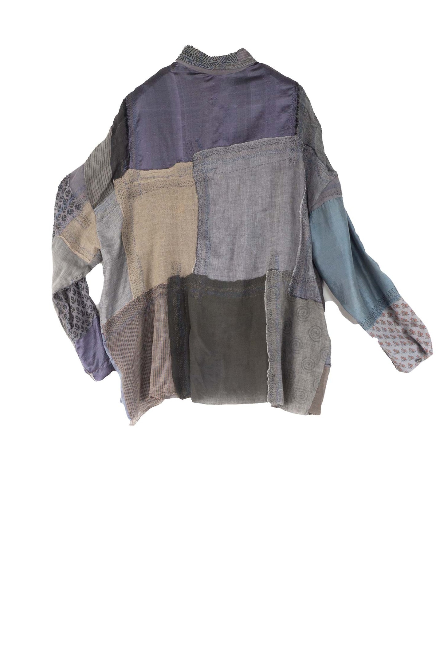 MOSAIC TILE PATCH KANTHA CAMP SHIRT - mt1525-gry -