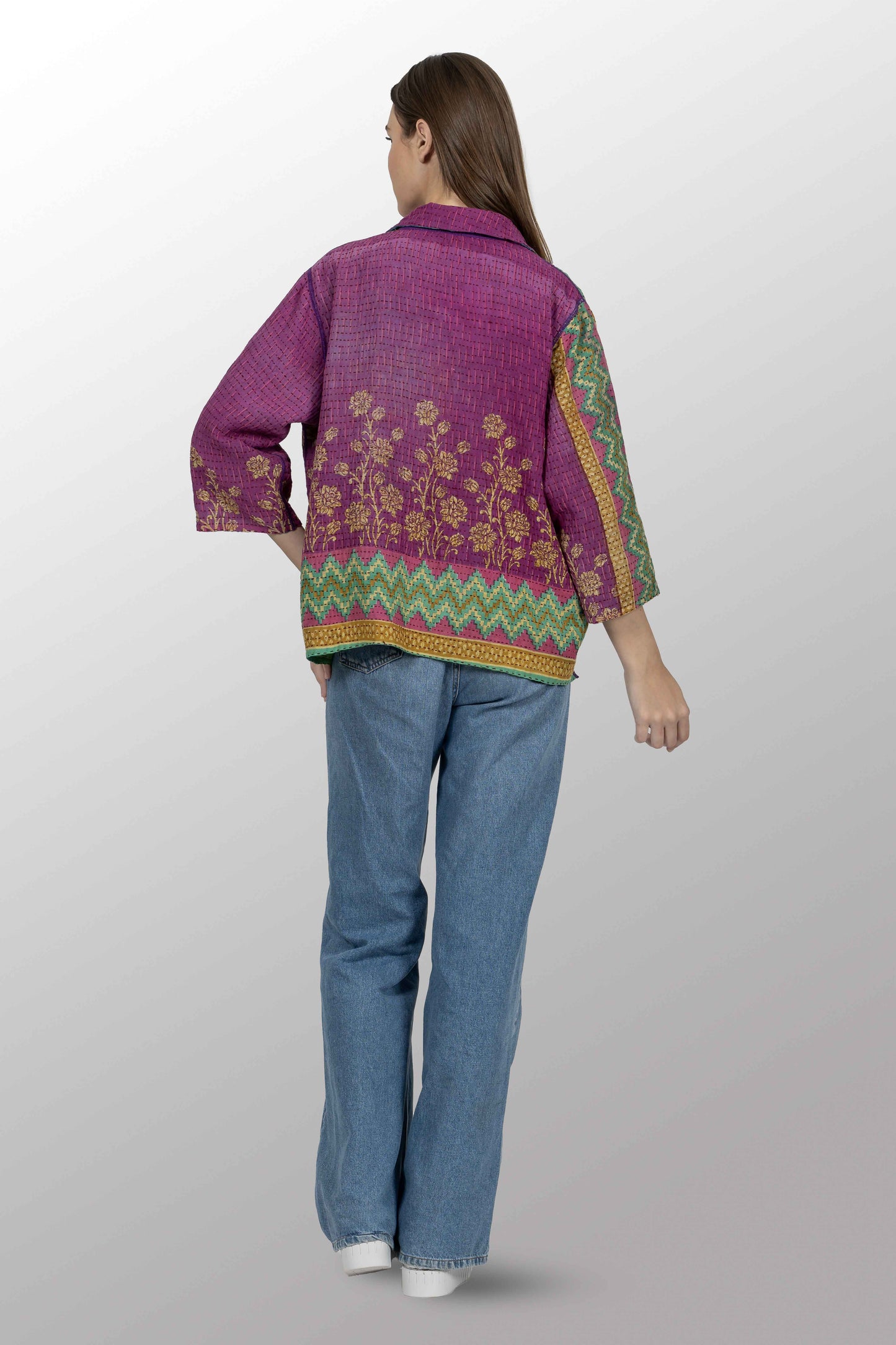 VINTAGE COTTON BBK KANTHA CLOPPED SHIRT - bl-bb2585-0002m -