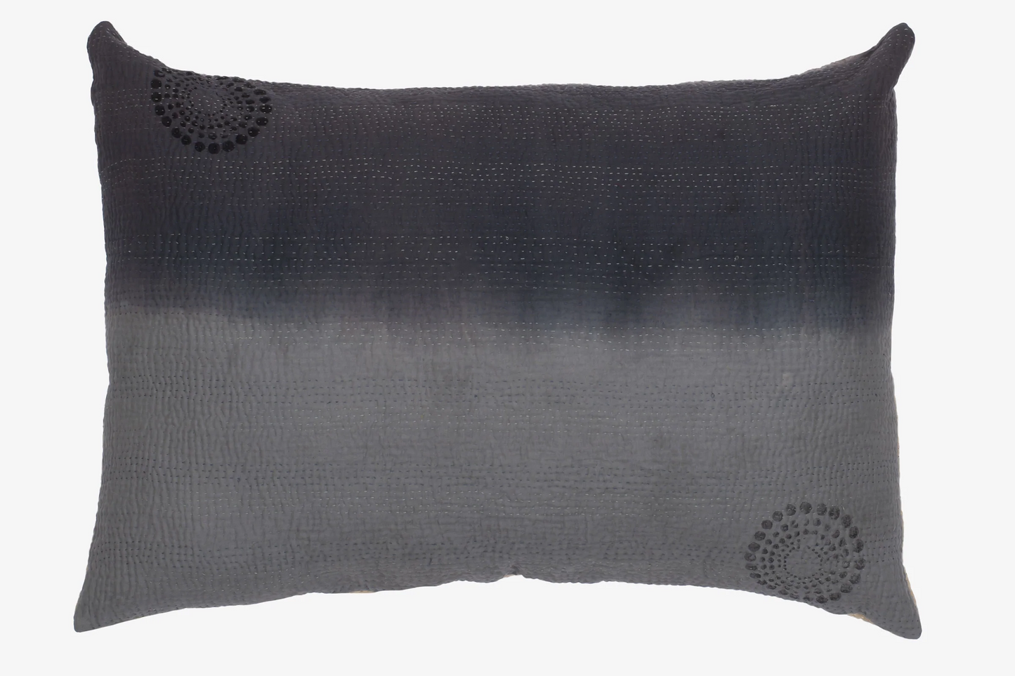 Vintage Fray Patch & Ombre Kantha Pillow Sham -Yellow Stone -