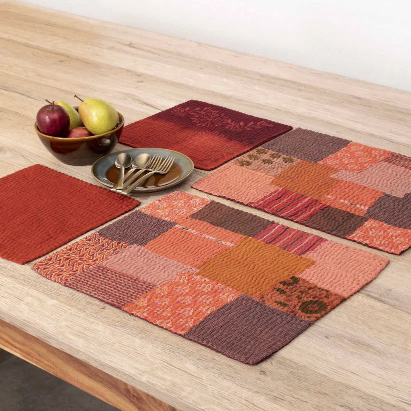 Ombre Patch Handmade Placemats - Orange (Set of 2)