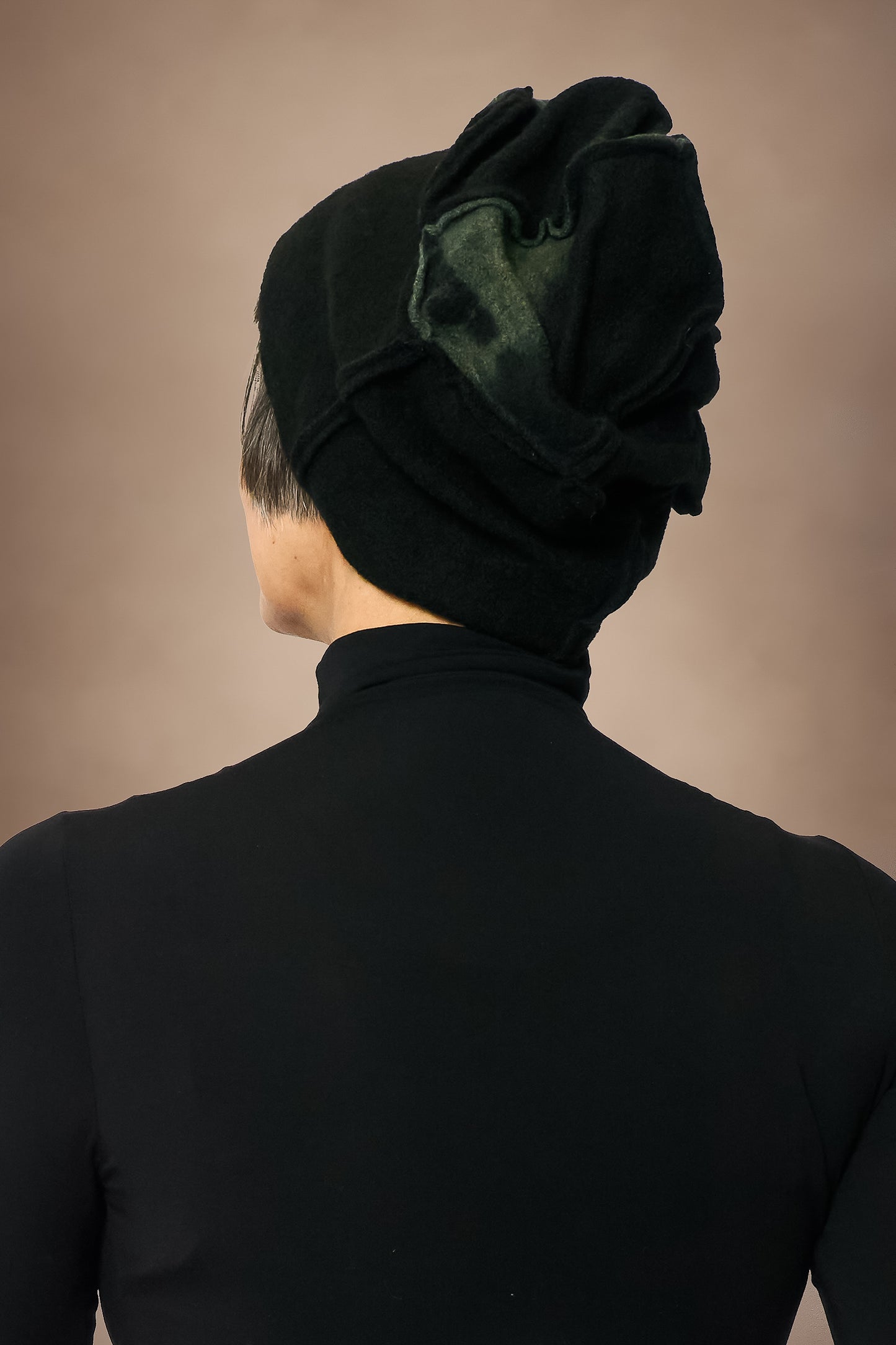 CIRCLE TIE DYE BOILED WOOL PATCHWORK HAT - tw1880-blk -