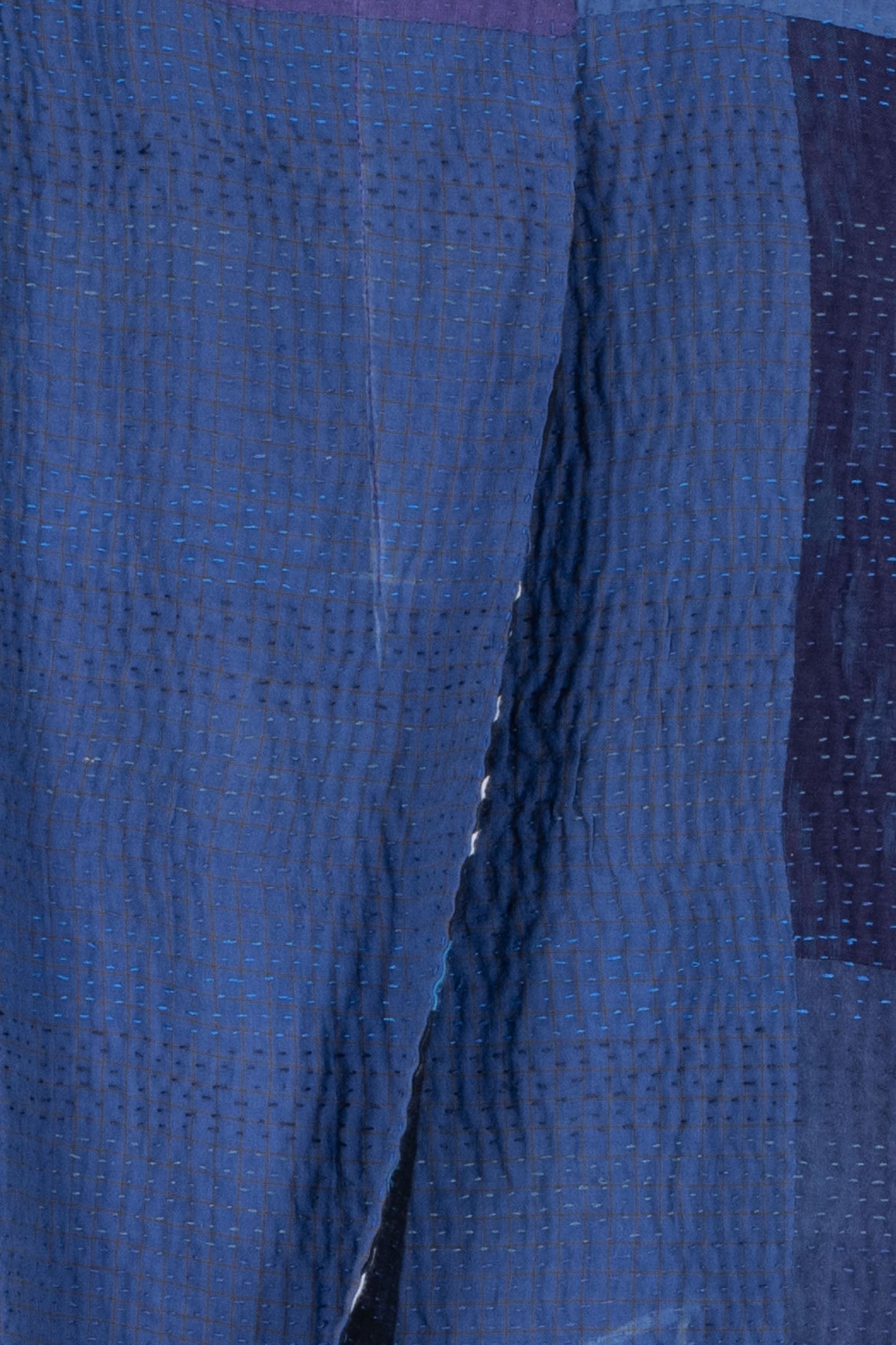 OMBRE PATCHED KANTHA BACK PLEATED VEST MAXI - op4222-blu -