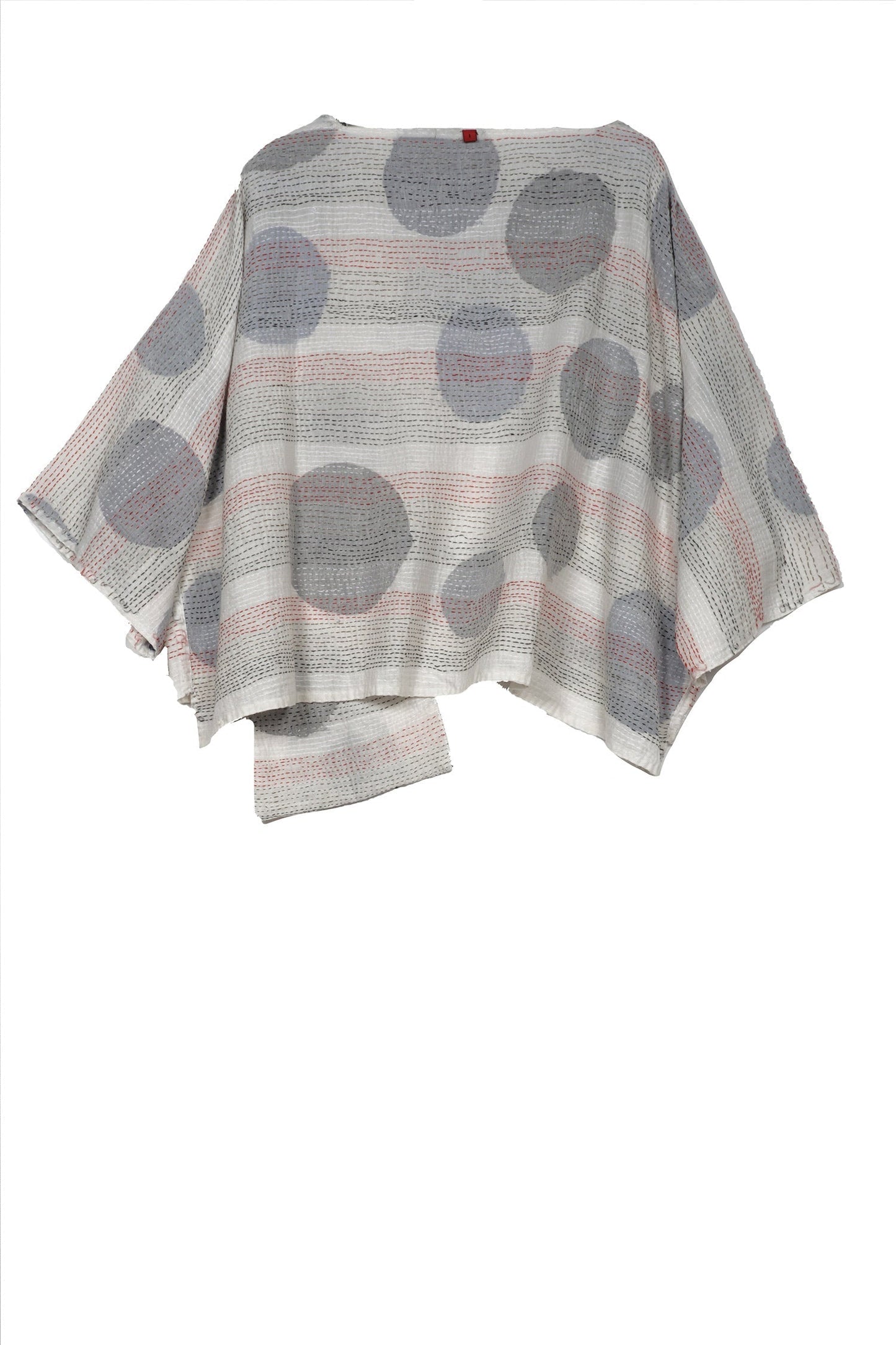 CUT OUT KANTHA 3/4 SLV. CROP TOP - ck2528-wht -