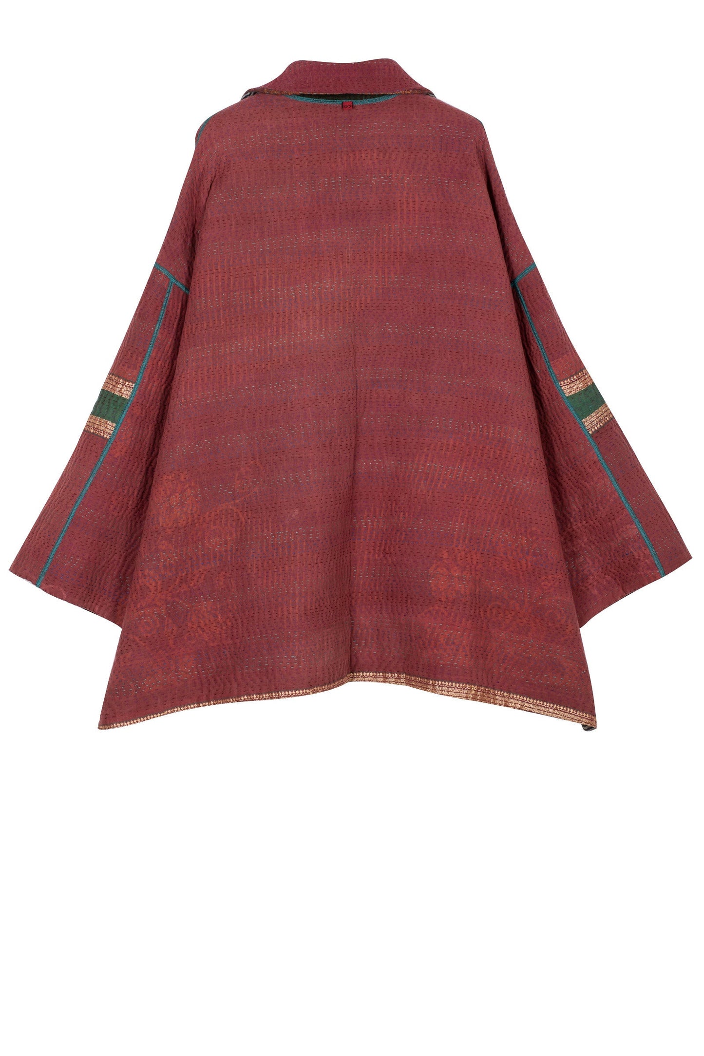 WOVEN VINTAGE COTTON KANTHA OVERSIZED MINI COAT - fw4332-5001a -