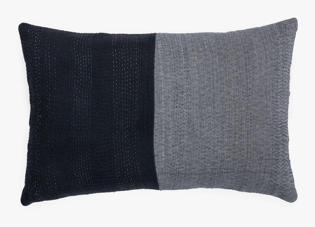 Landscape Handmade vintage Kantha Pillow - Black