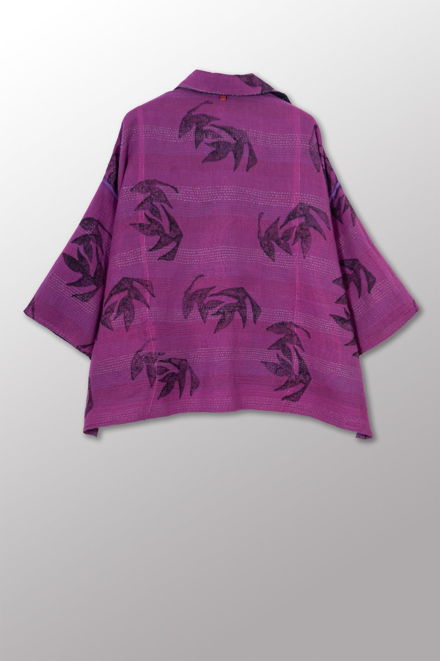 VINTAGE COTTON & NEW VOILE KANTHA CROPPED TENT SHIRT - cn2596-0003a -