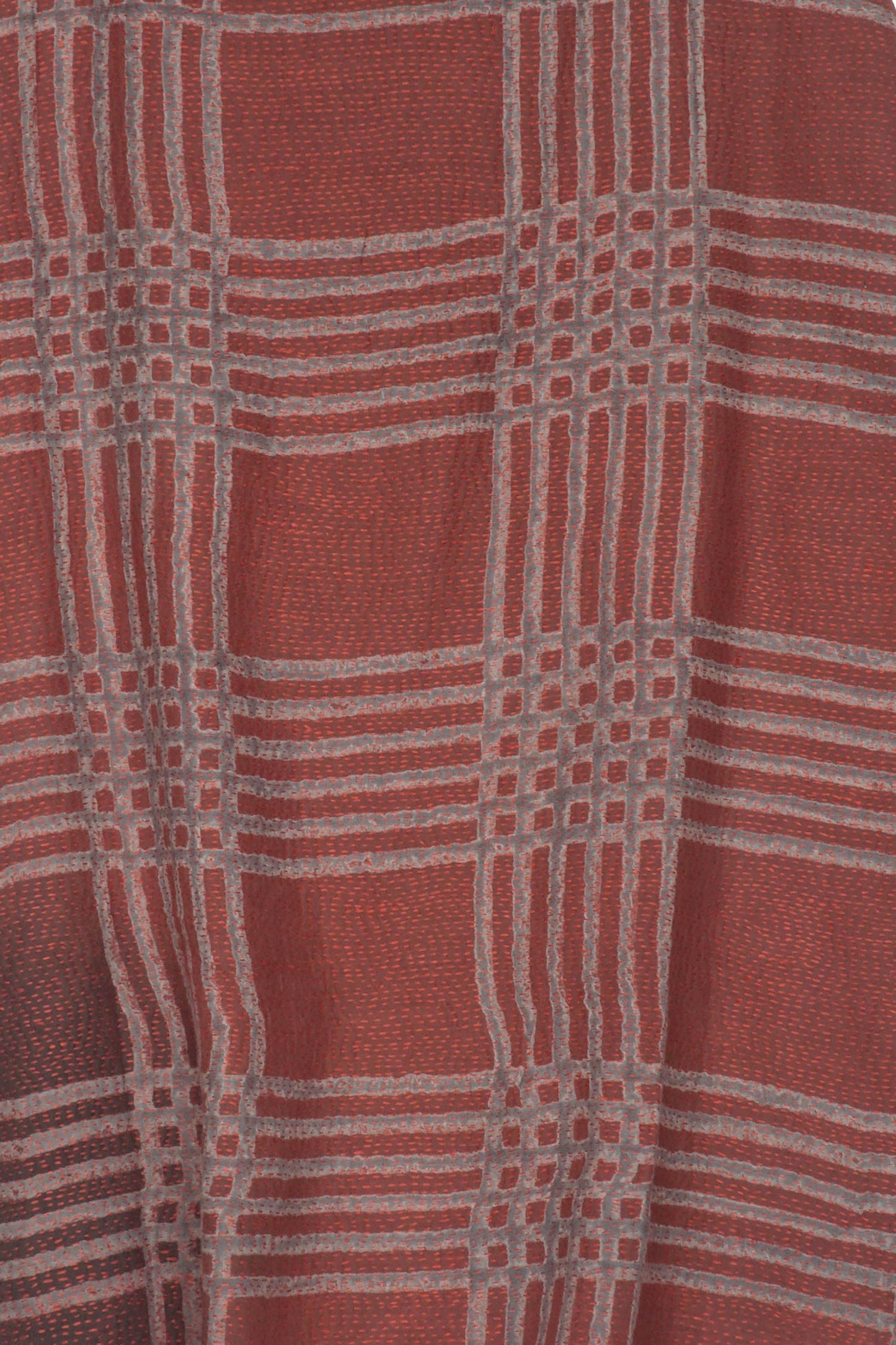 INDONESIAN PRINT & BORDER SHIBORI KANTHA DRAPED NECK TUNIC - ib2540-red -