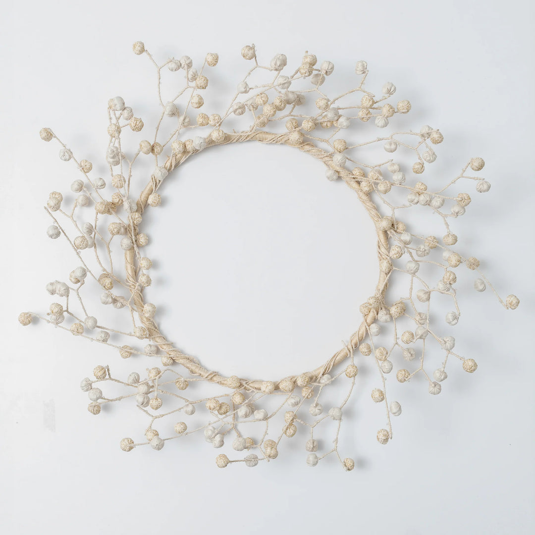 Ivory Kantha Wreath (metallic kantha)