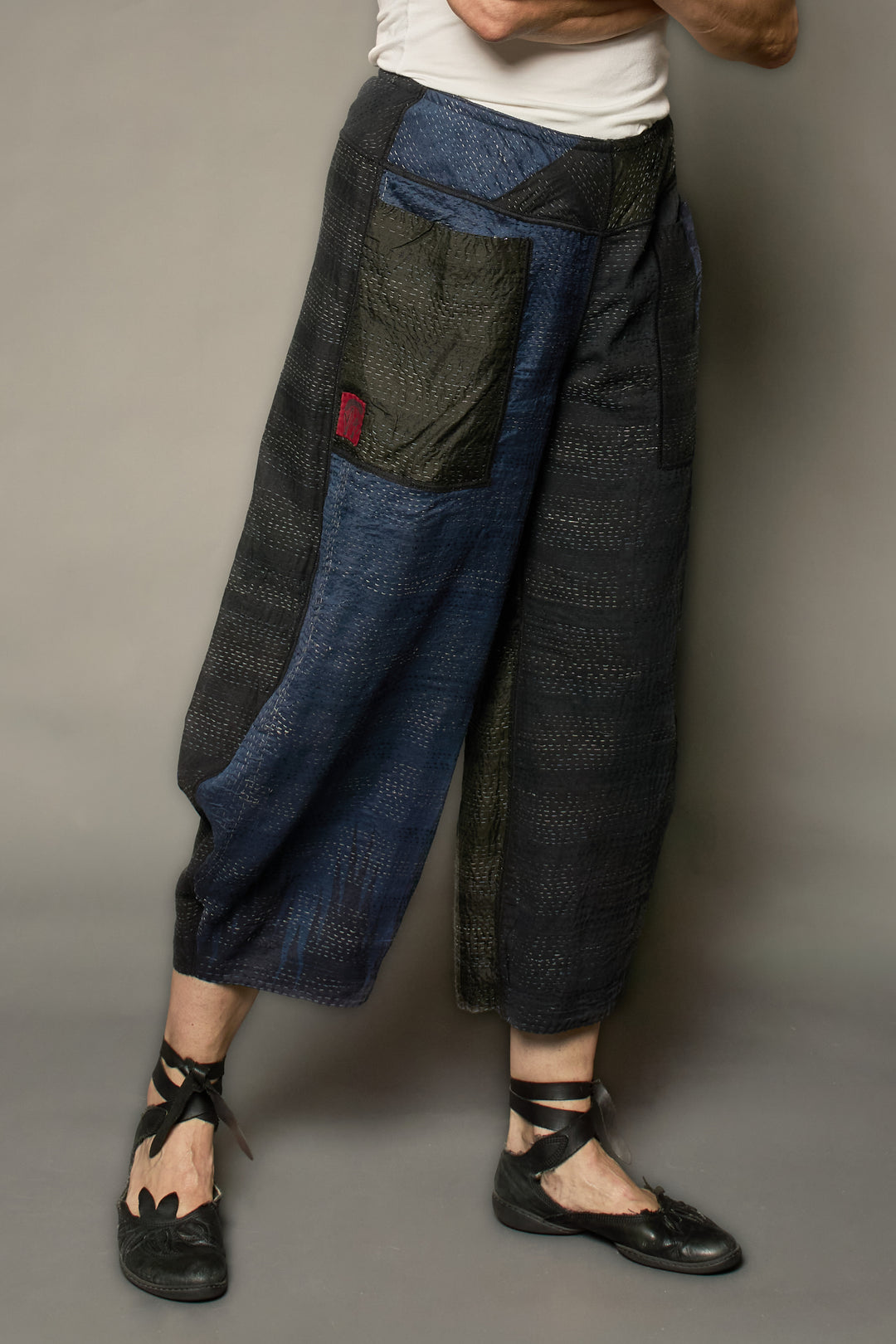 JAIPUR PATCH KANTHA HAREM PANTS - jp2605-blk -