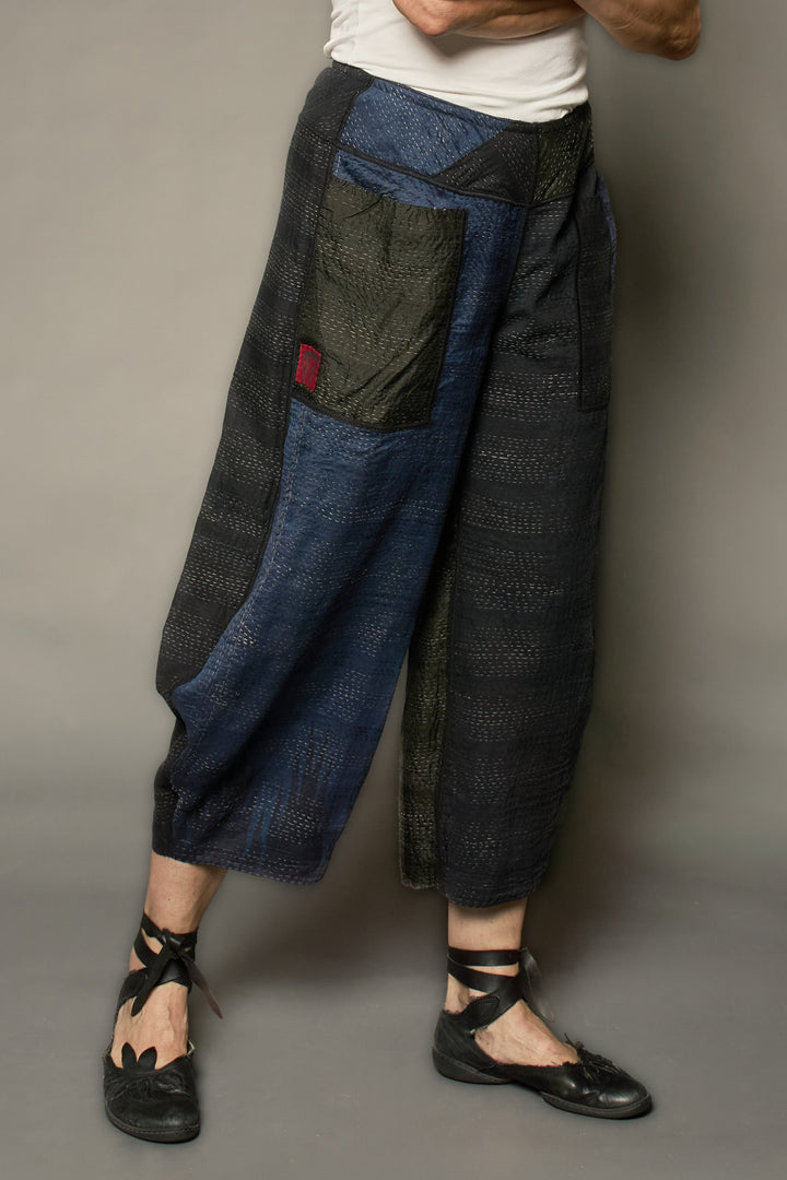 JAIPUR PATCH KANTHA HAREM PANTS - jp2605-blk -