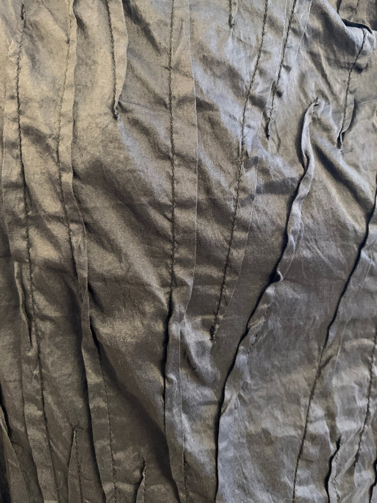 DYED COTTON SILK HEAVY VOILE RANDOM TUCK HIGH-NECK VEST - dr1244-blk -