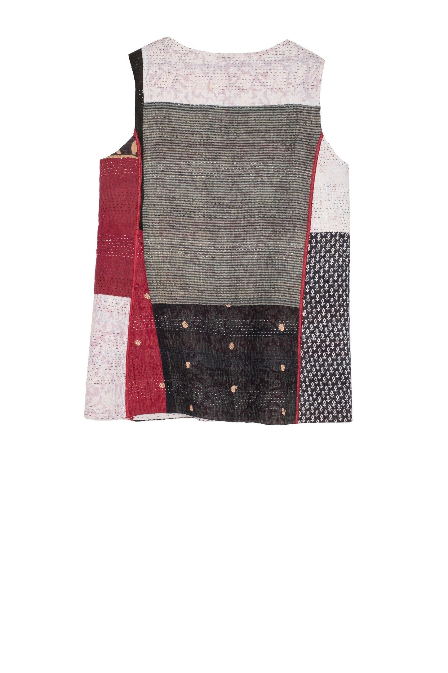 PAISLEY & PATCH KANTHA CREW NECK FITTED VEST MEDIUM - py4233-wht -