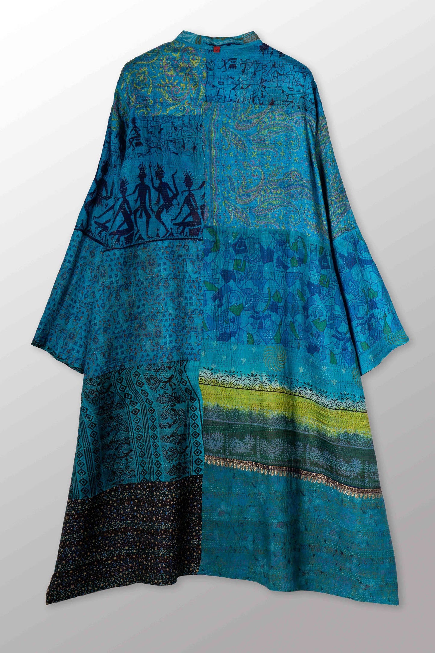 VINTAGE SILK KANTHA KAFTAN COAT - sv2343-0001m -