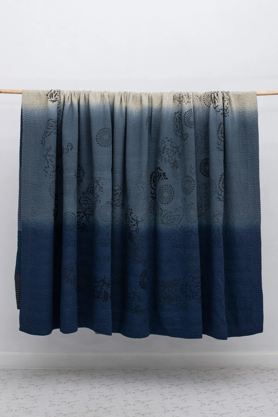 Ombre With Fray Patch Handmade Vintage Quilts - Navy