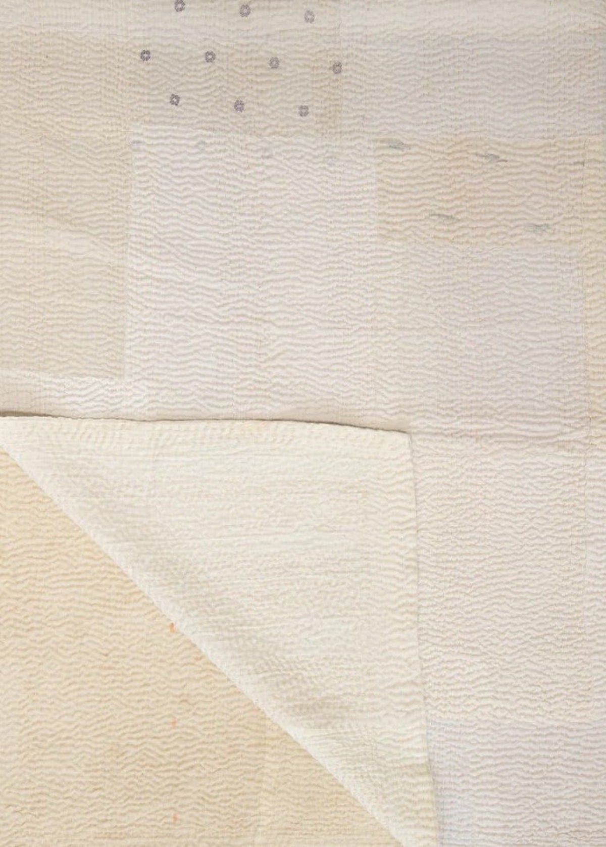Mosaic Fray Patch Handmade Vintage Kantha Quilt -Cauliflower