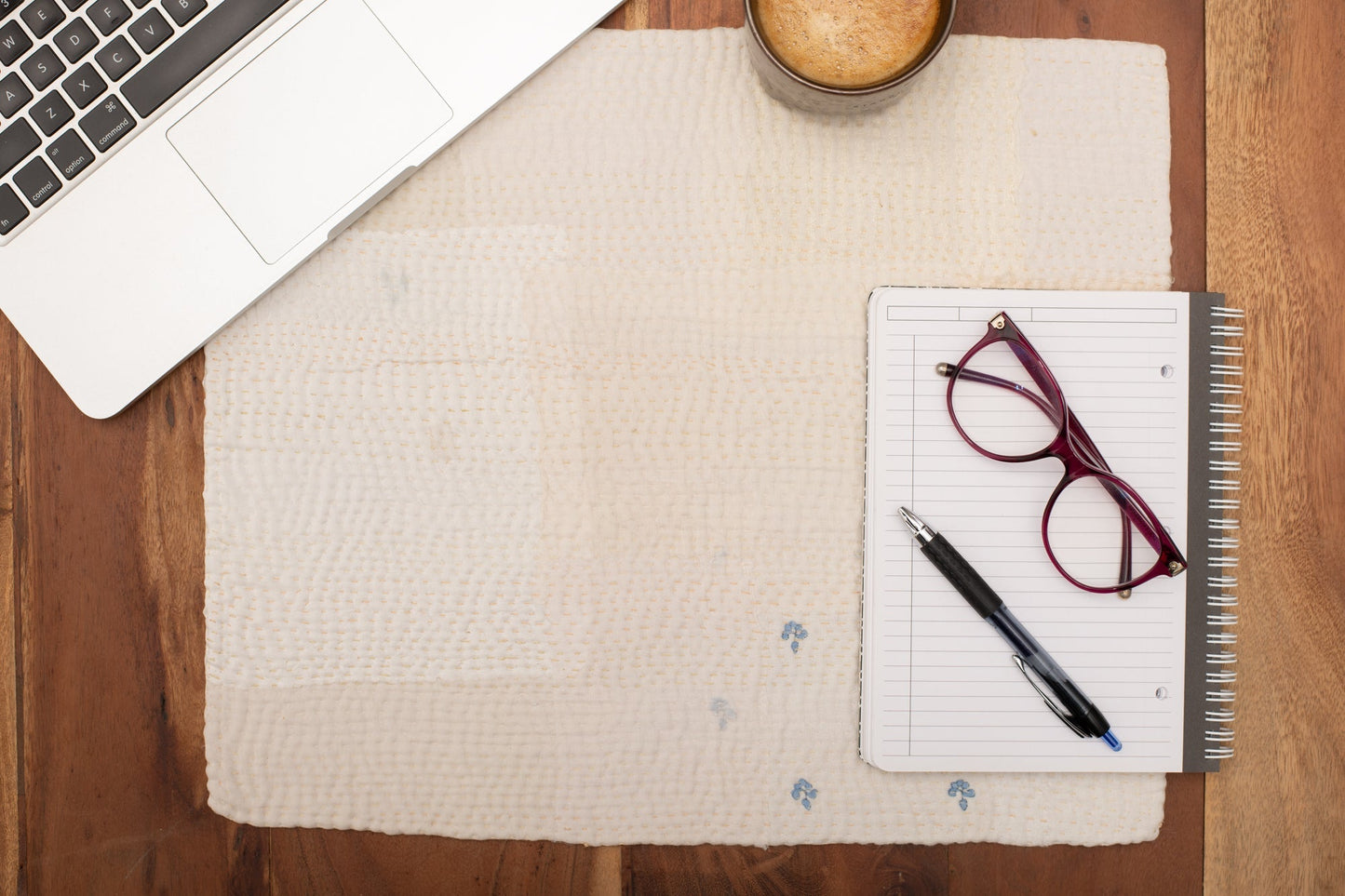 Mosaic Fray Handmade vintage Kantha Placemat - Cauliflower (Set of 2)