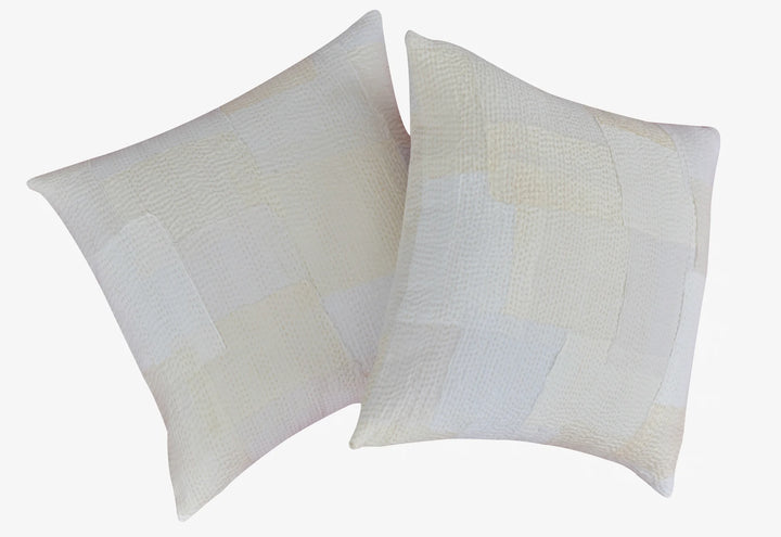 Mosaic Fray Handmade Vintage Kantha Pillow  -Cauliflower