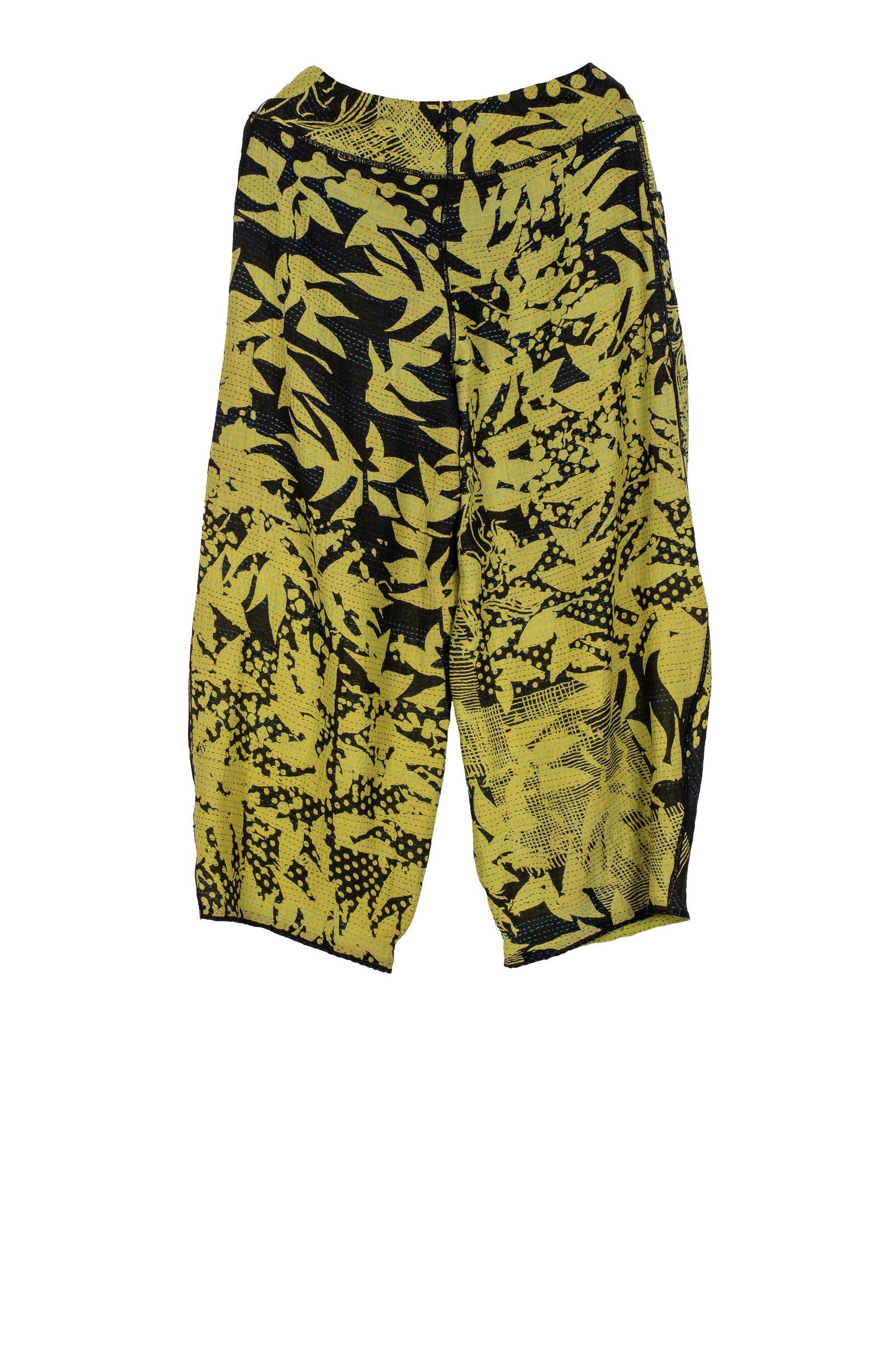 MONOTONE TWILIGHT PRINT KANTHA KNEE TUCKED PANTS - tp2625-cha -