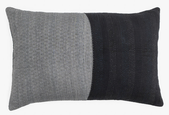 Landscape Handmade vintage Kantha Pillow - Black