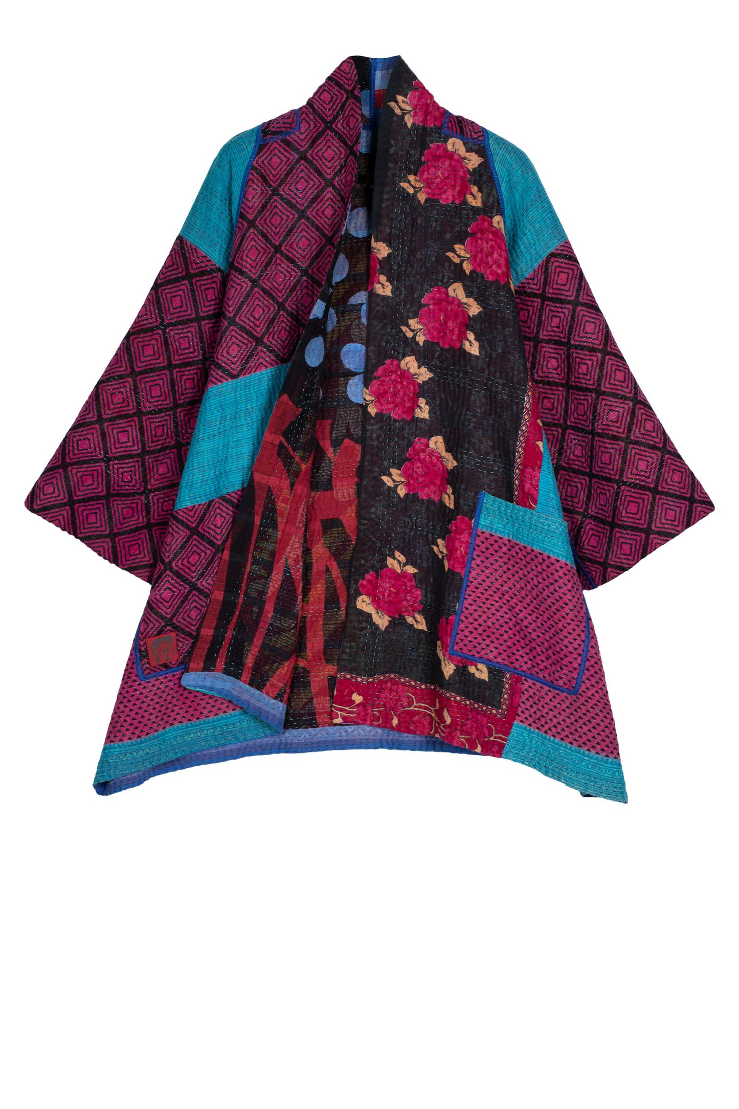 VINTAGE COTTON KANTHA A-LINE JACKET - cv4003-0418s -