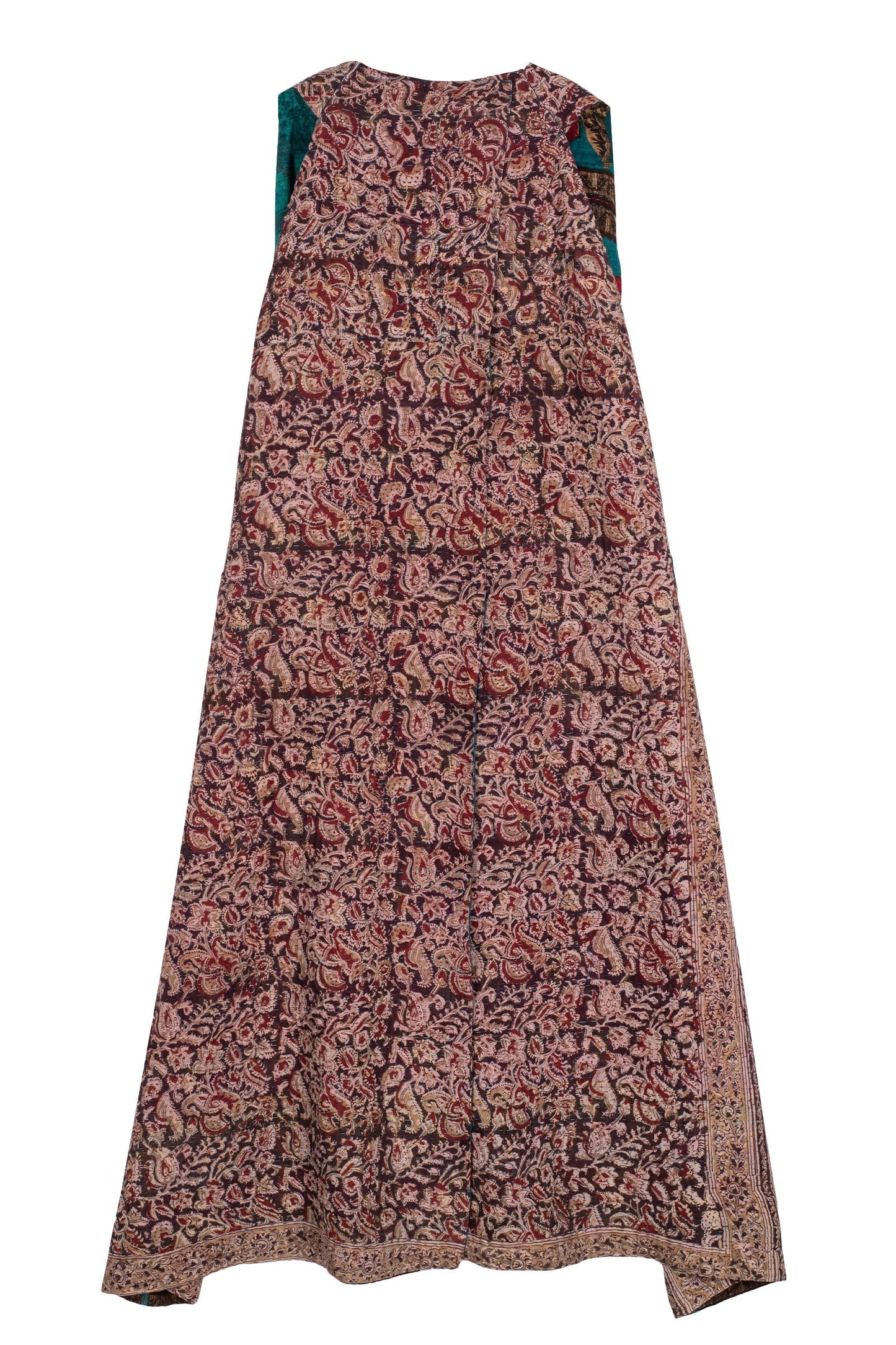 VINTAGE COTTON KANTHA BACK PLEATED VEST MAXI - cv4222-0011a -