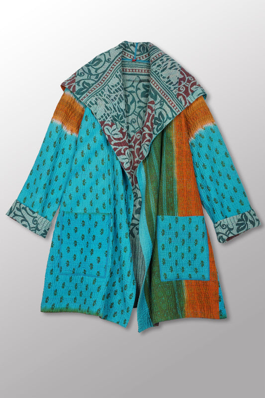 VINTAGE COTTON KANTHA POCKET COAT - cv4301-0020a -