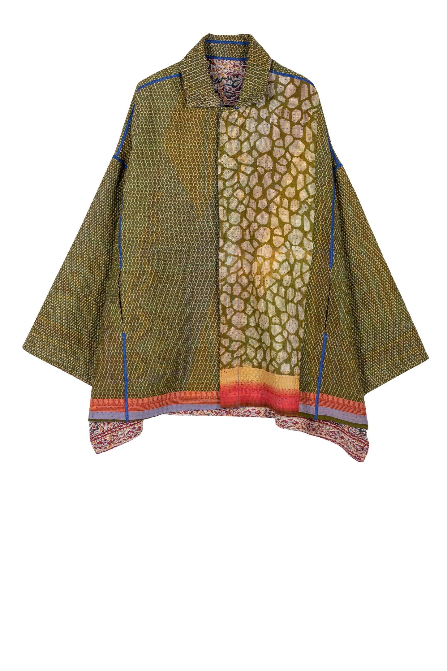 VINTAGE COTTON KANTHA OVERSIZED MINI COAT - cv4332-5001a -